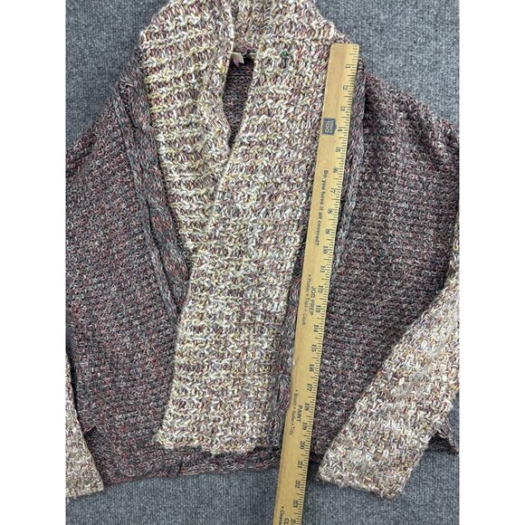 MOTH Cardigan Sweater Womens Medium Multicolor Open Front Cowl Neck Chunky Knit - Picture 3 of 7